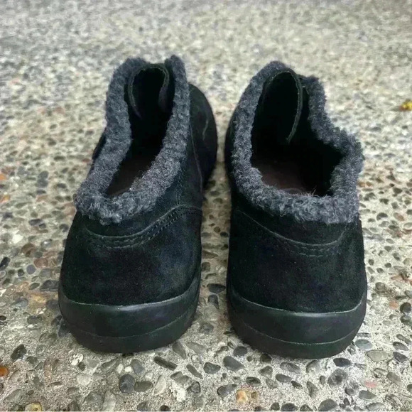 Clarks In Motion Easy Spirit Leather Faux Fur Ankle Loafer Women 10M Black - Picture 4 of 8